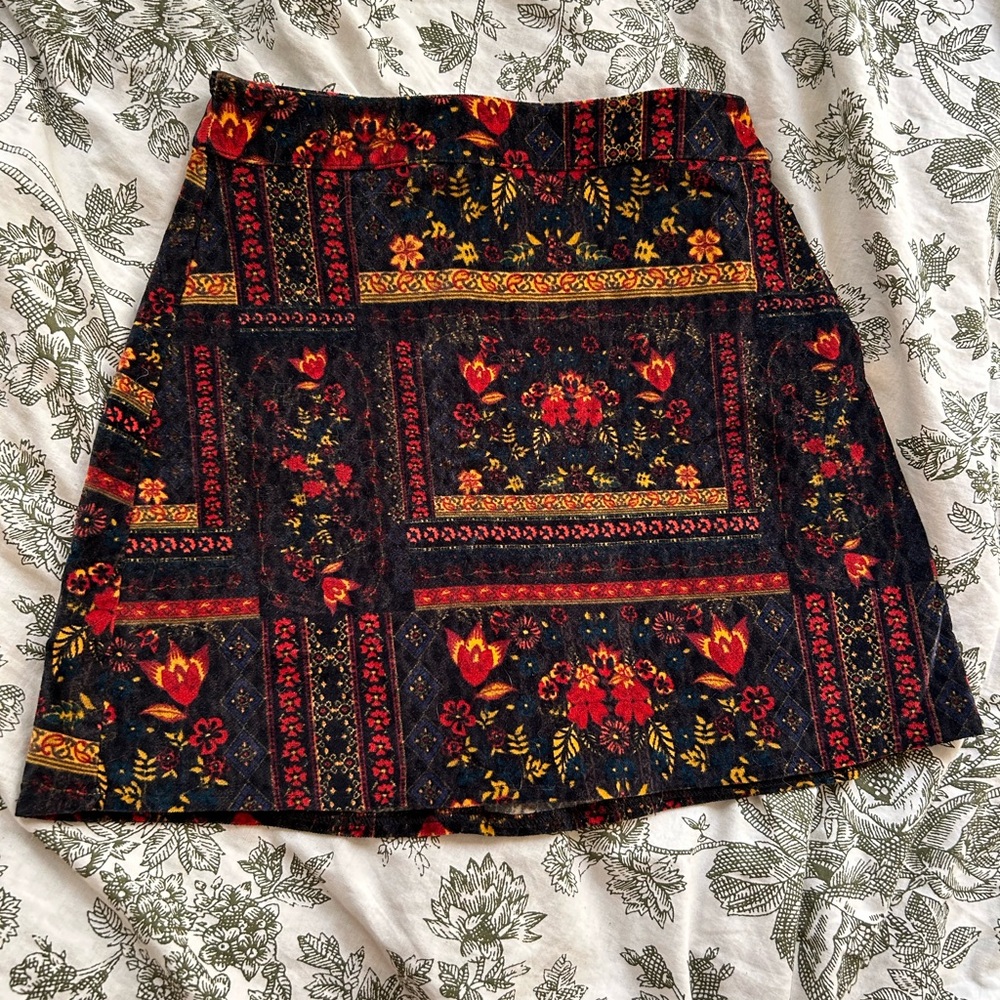 H&M Coachella collection velvet patterned mini skirt